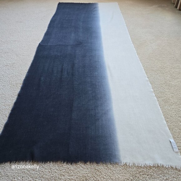 Masai Copenhagen Wool Scarf Gradient Ombre Lightweight Black White - Picture 2 of 10